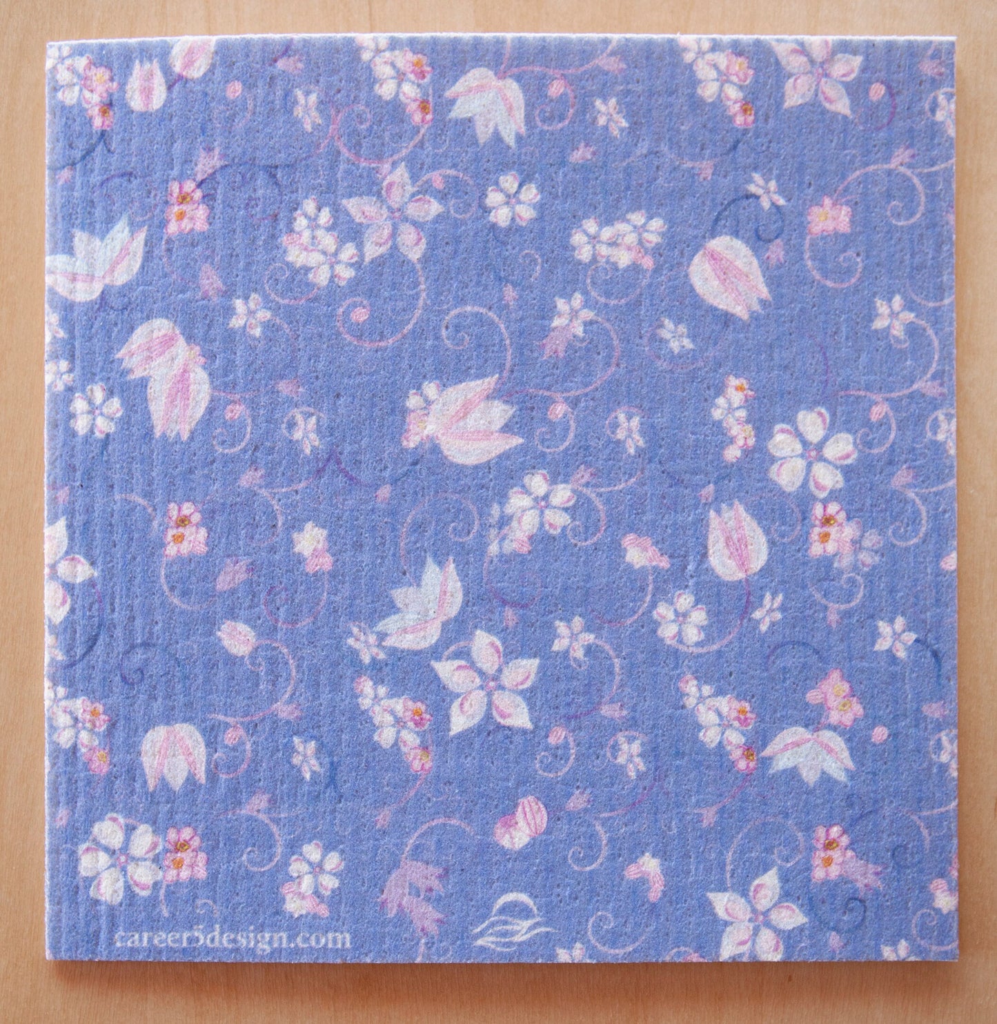 Eco friendly Swedish dish cloth |Small pink flowers | pink floral dishcloth | blue dish cloth | pink dishcloth flowers