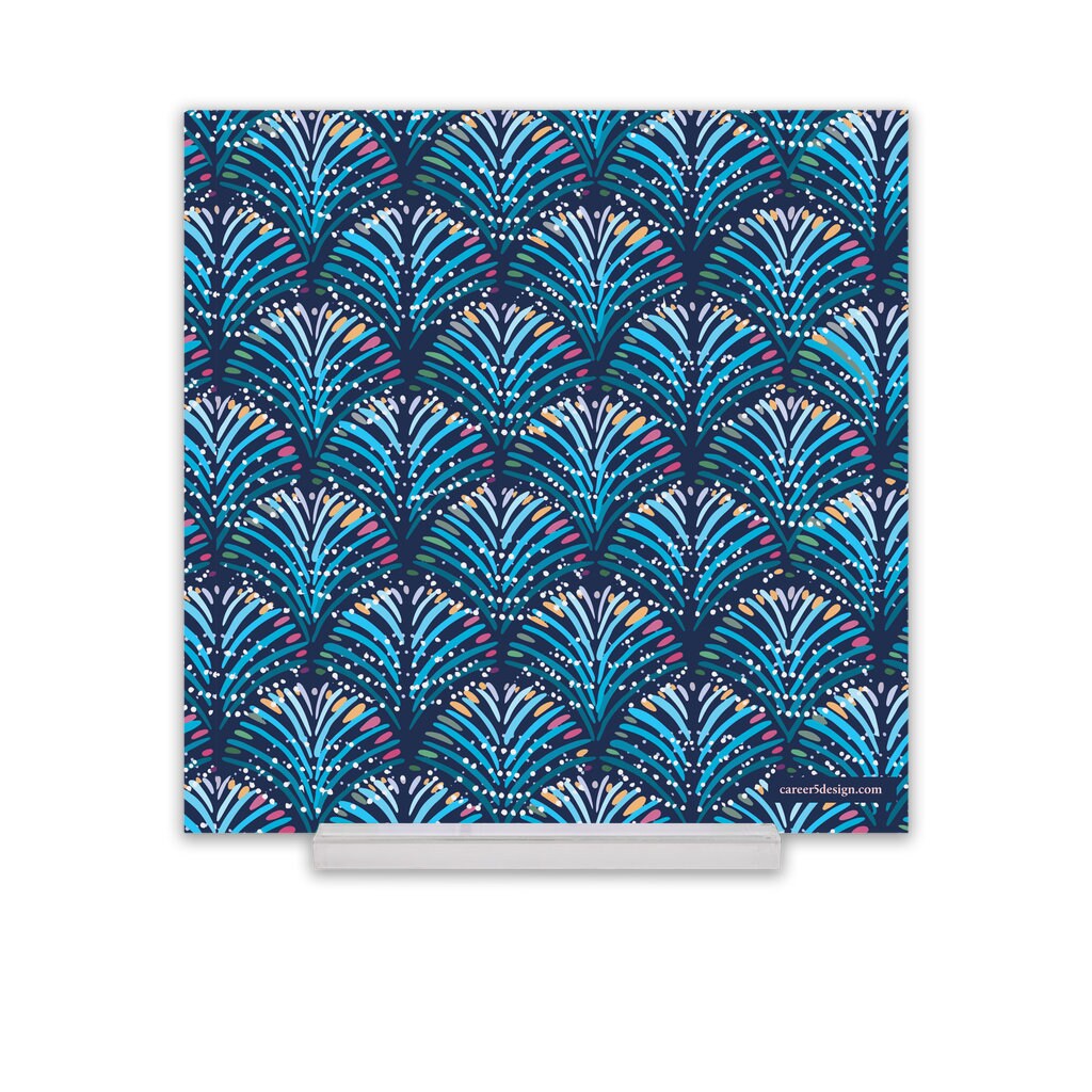 Autumn Forest Acrylic Desk Print | Fall Forest | Fairy Lights | Secret Santa Gift | Botanical Art | |8" X 8" | Katie Stern