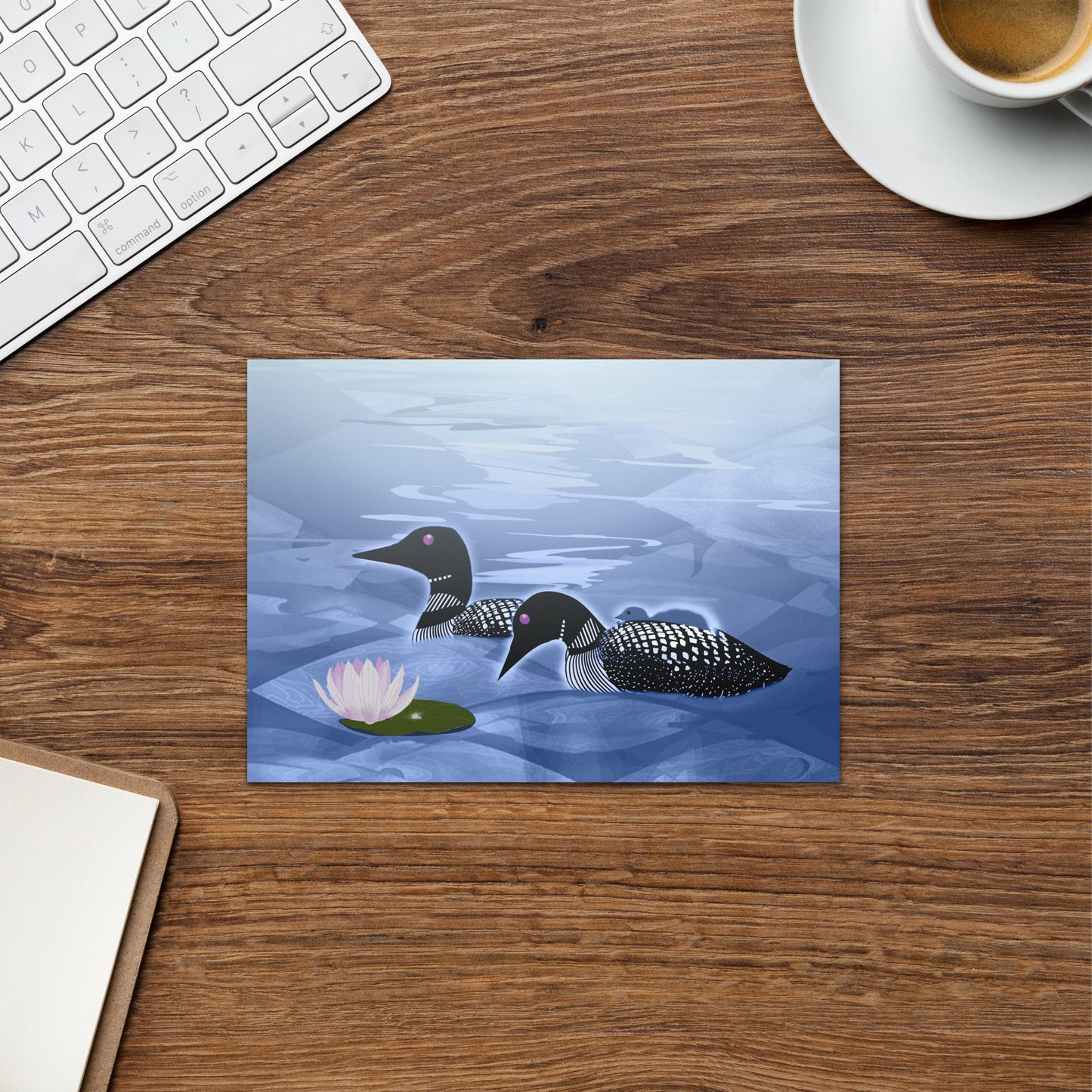 Loon Family greeting card | bird greeting card | north lake birds | Loon lake | summer vacation | friendship card