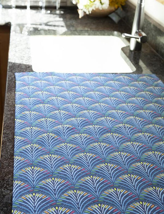 Autumn designed 100% cotton tea towel. Beautiful blue branches and abstract colorful autumn leaves. 19" x 28". Made in America.