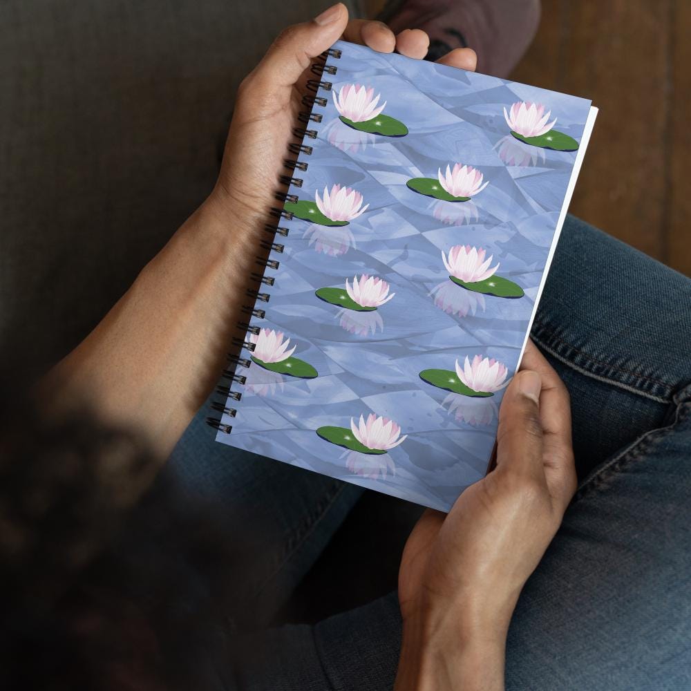 Water Lilies spiral notebook | Summer Lake notebook | Summer Vacation | Peaceful Lake notebook