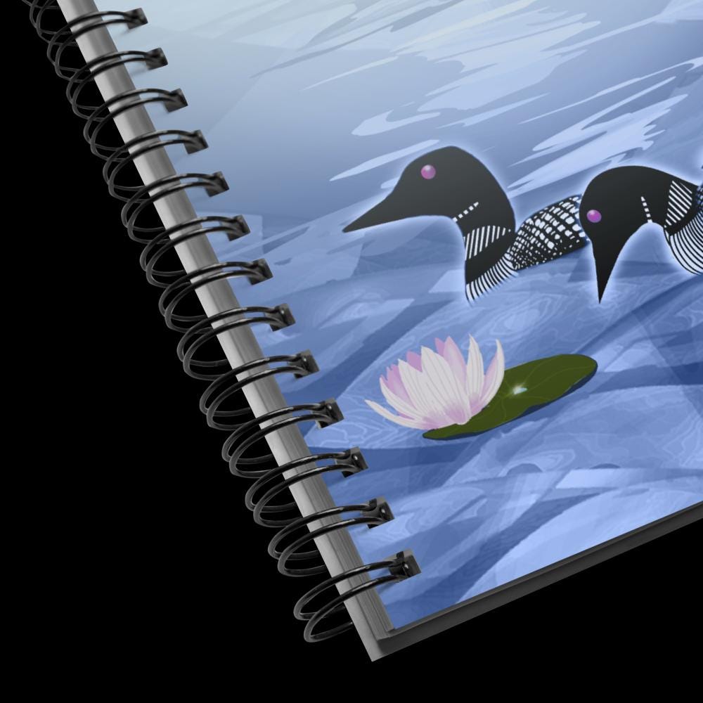 Loon Family spiral notebook | Lake living | Summer lake | Loons on lake | Vacation living