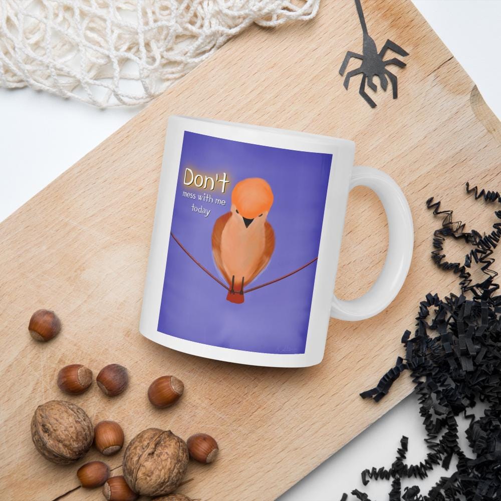 Don't Mess With Me | funny bird | funny mug | white glossy mug