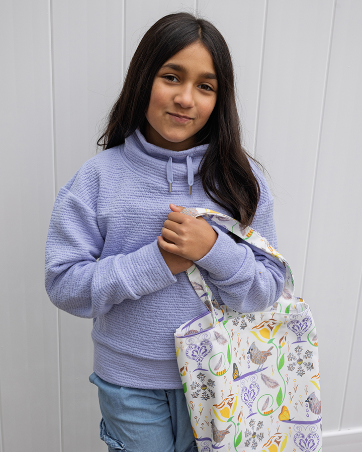Bird and Butterfly Tote Bag, Recycled Eco Friendly Tote