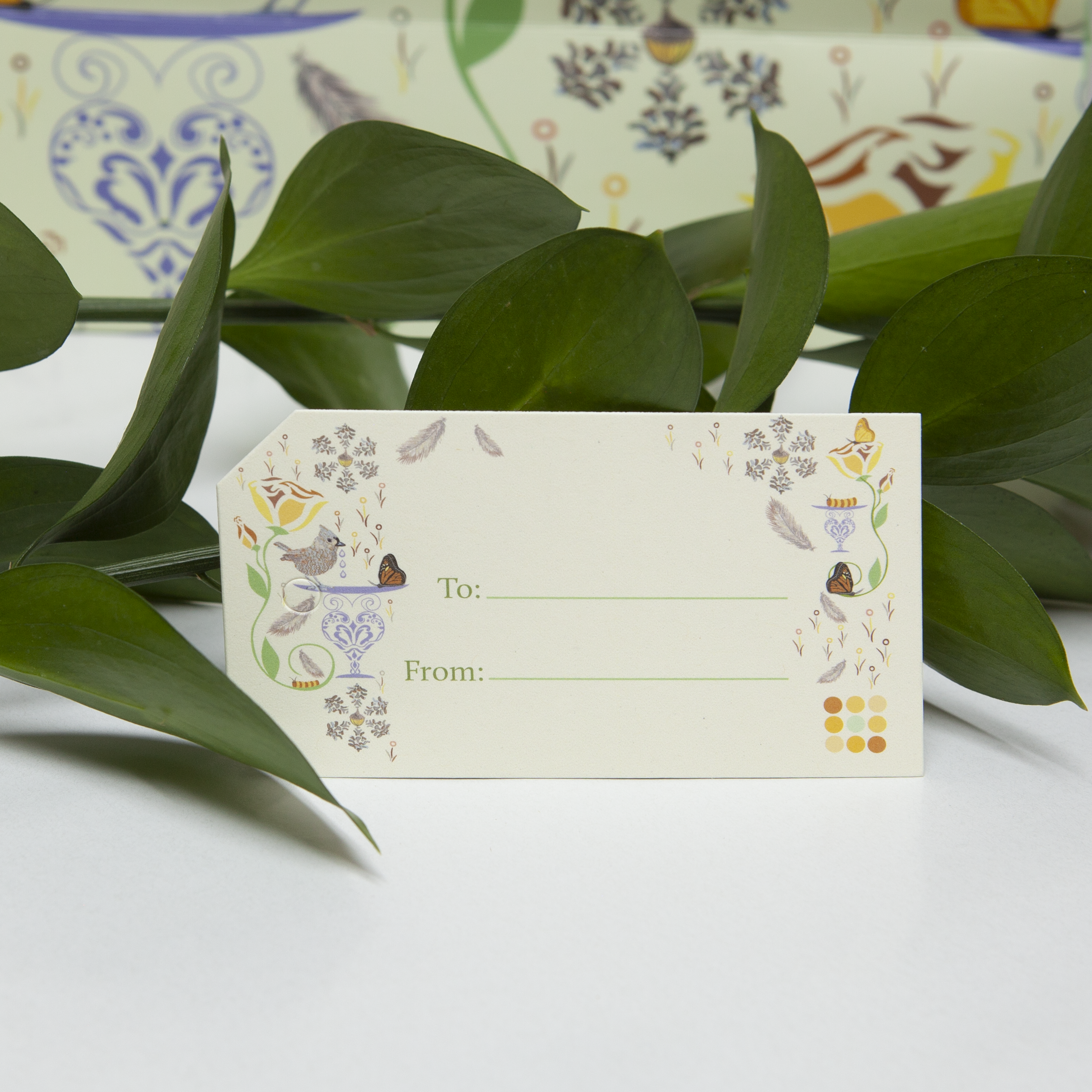 Nature's Whimsey Gift Tag with Birds and Butterflies