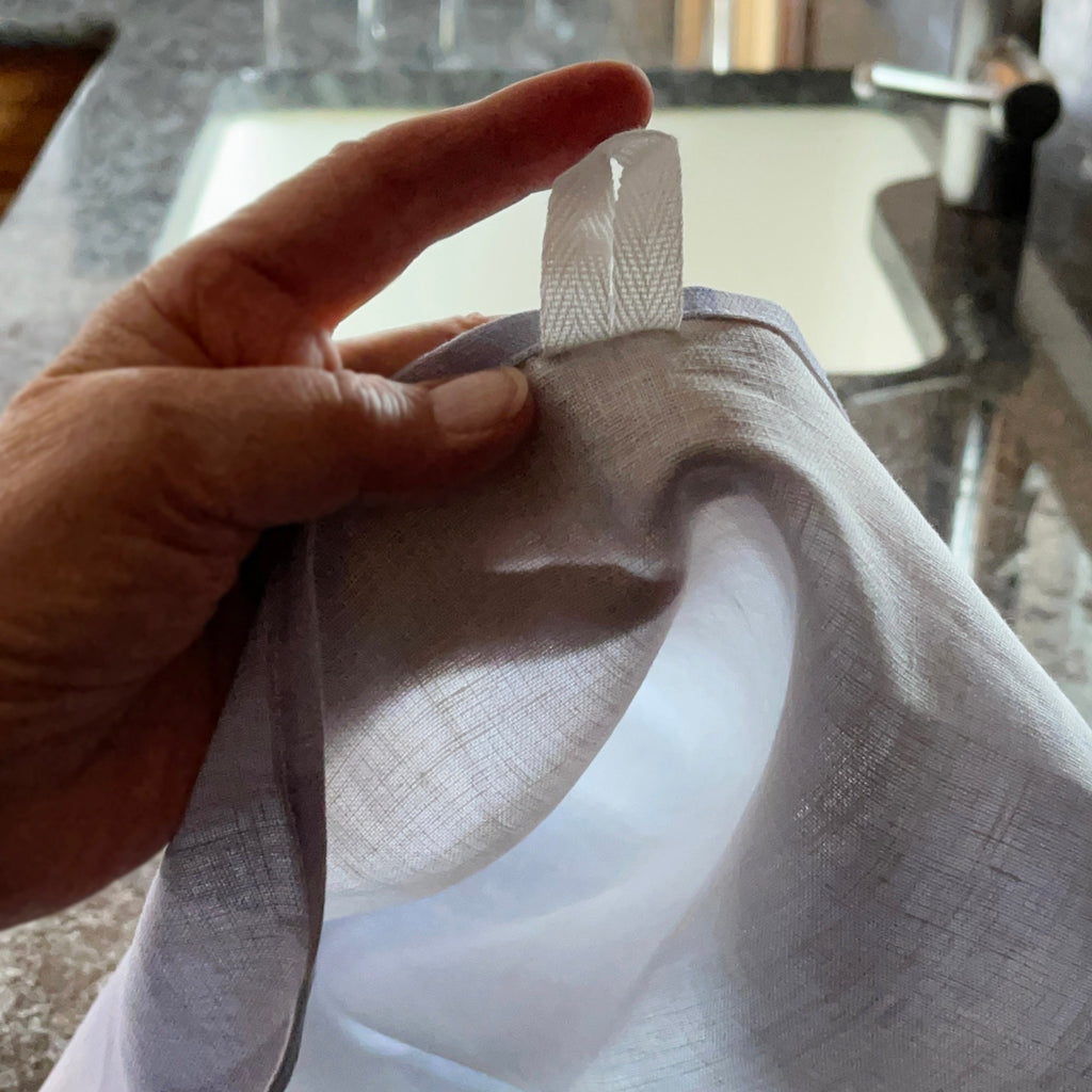 A second hang loop on tea towel.