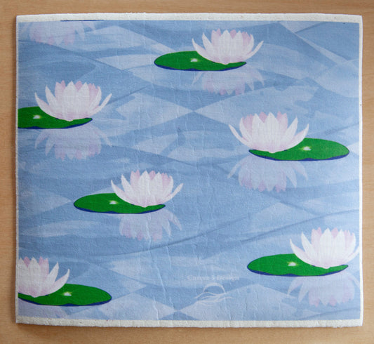Swedish dish cloth | Water lilies | Water lily | lake water | calm water | Eco Friendly Hostess Gift | Summer | Vacation | Dish washer