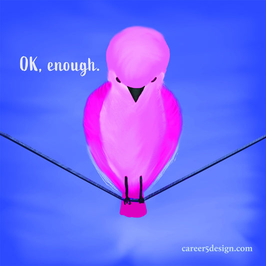 Eco Friendly Dish Cloth with an angry pink bird, a Swedish dish cloth saying OK Enough by Career 5Design