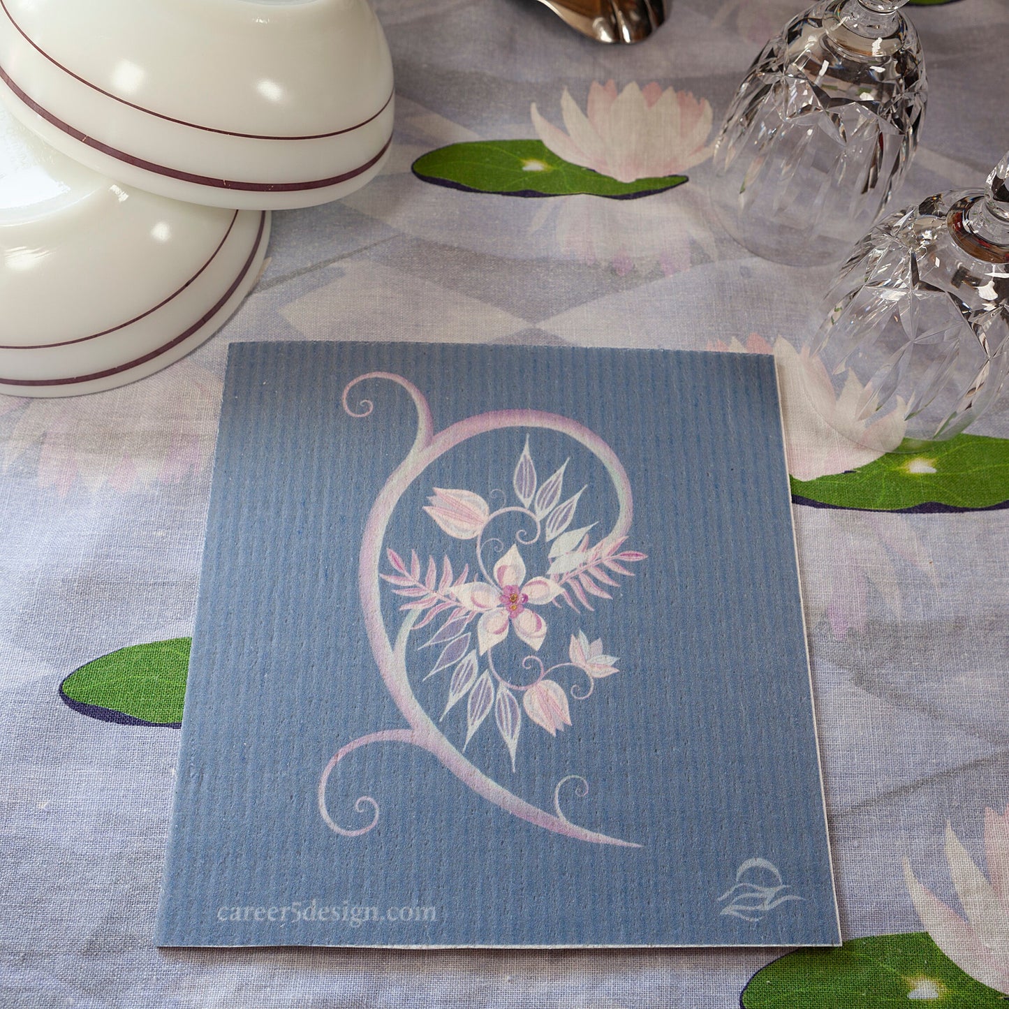 Sweden dish cloth | Sweden dishcloth | Eco Friendly Swedish dish cloth, a pink floral bouquet makes a great kitchen decor