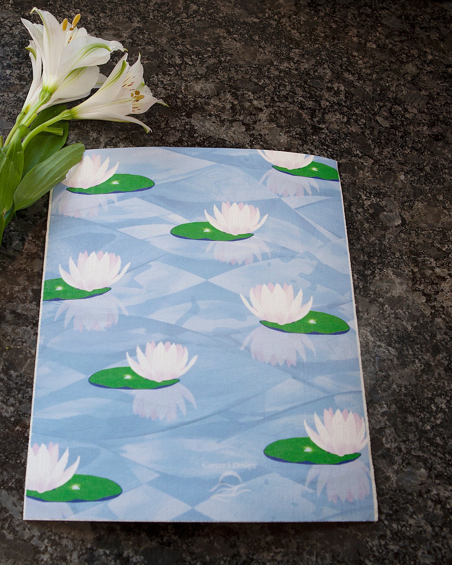 Swedish dish cloth | Water lilies | Water lily | lake water | calm water | Eco Friendly Hostess Gift | Summer | Vacation | Dish washer