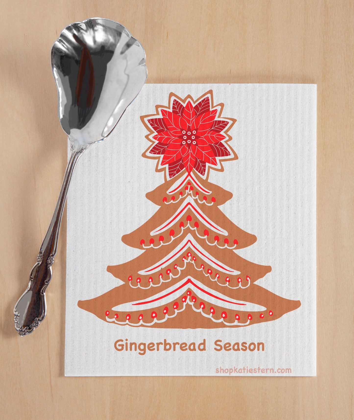 Swedish Dish Cloth with Gingerbread Christmas Tree | Xmas decor | Xmas kitchen | career5design | Dish washer cloth | Hygge Christmas