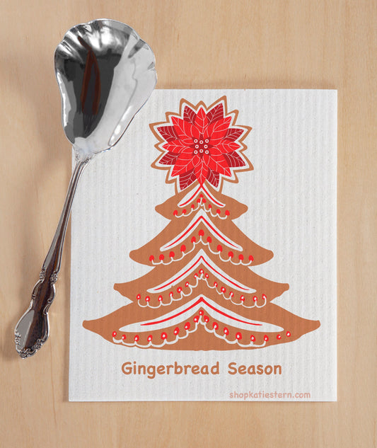 Swedish Dish Cloth with Gingerbread Christmas Tree | Xmas decor | Xmas kitchen | career5design | Dish washer cloth | Hygge Christmas