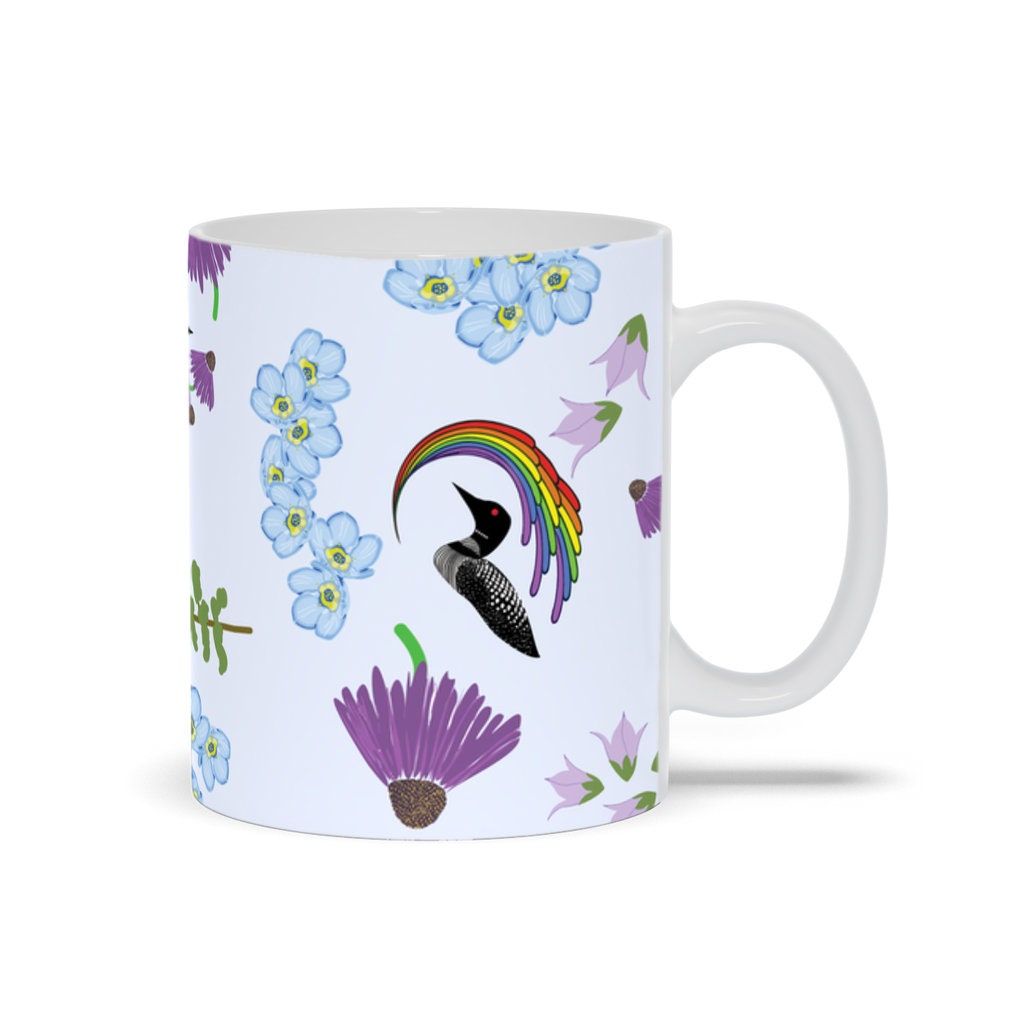 Northwoods Life 11 Oz Mug | Wildflowers Mug | Wildflower Design | Loon Mug | Rainbow Mug