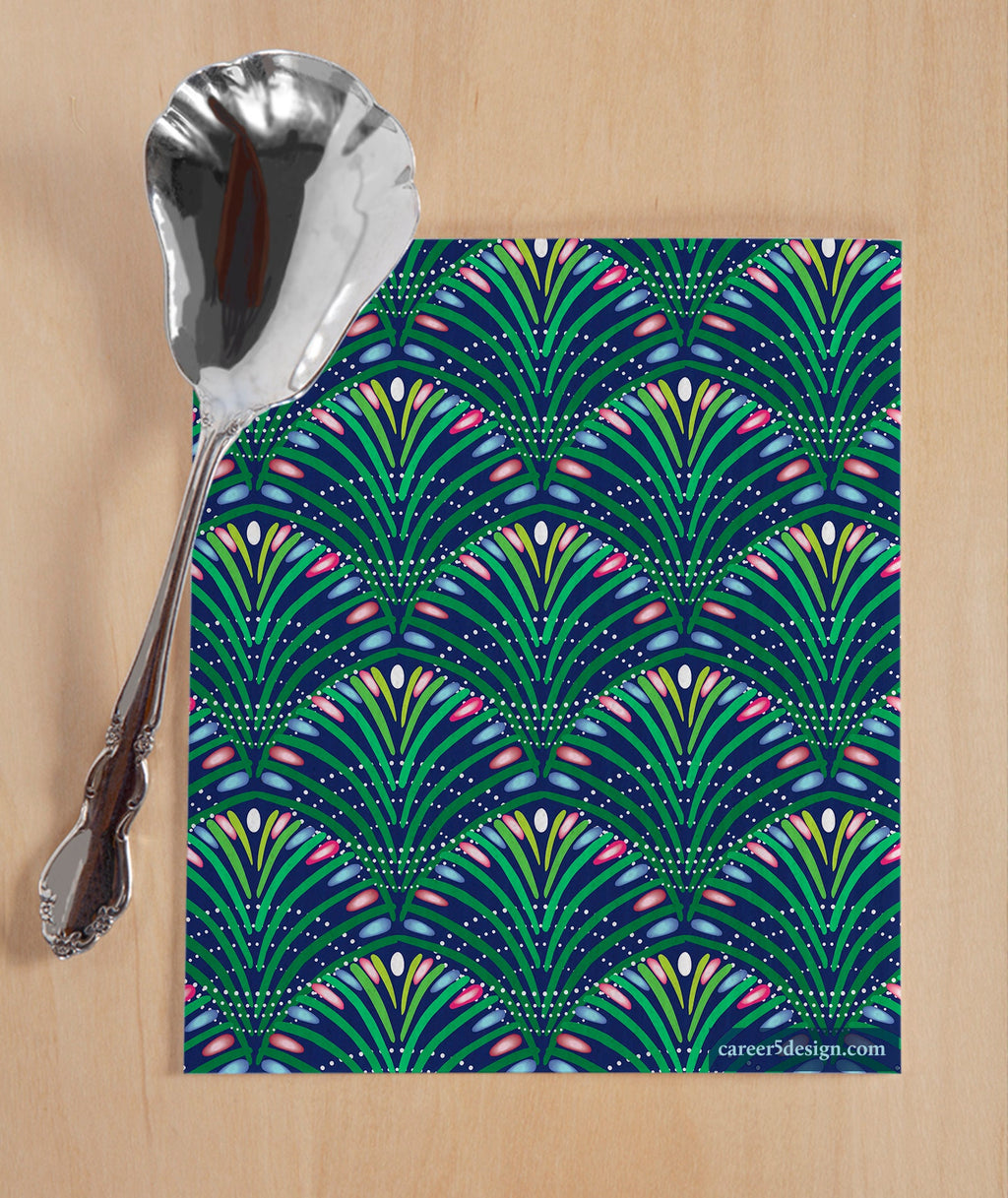 Holiday colors in a repeating branch-like pattern. Swedish dishcloth is made of 70% wood cellulose and 30% repurposed cotton. Compostable.