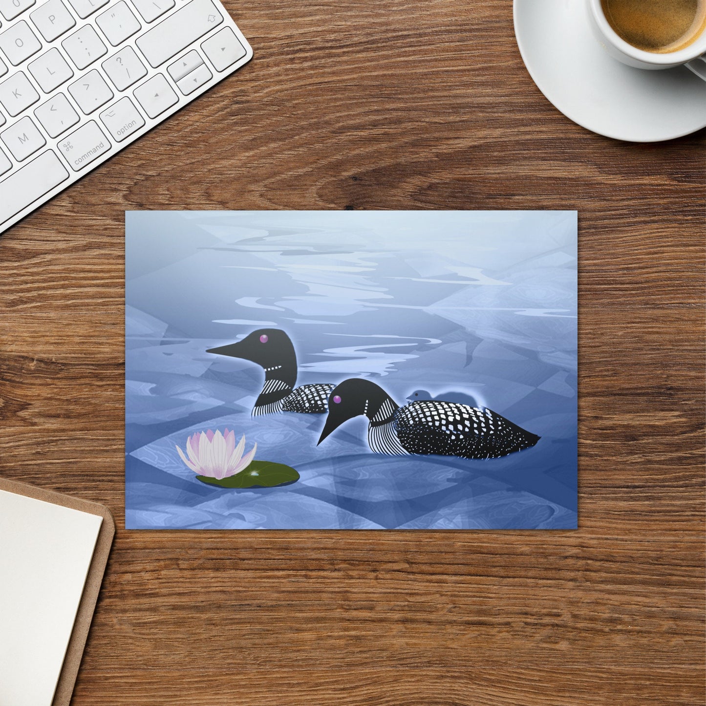 Loon Family greeting card | bird greeting card | north lake birds | Loon lake | summer vacation | friendship card