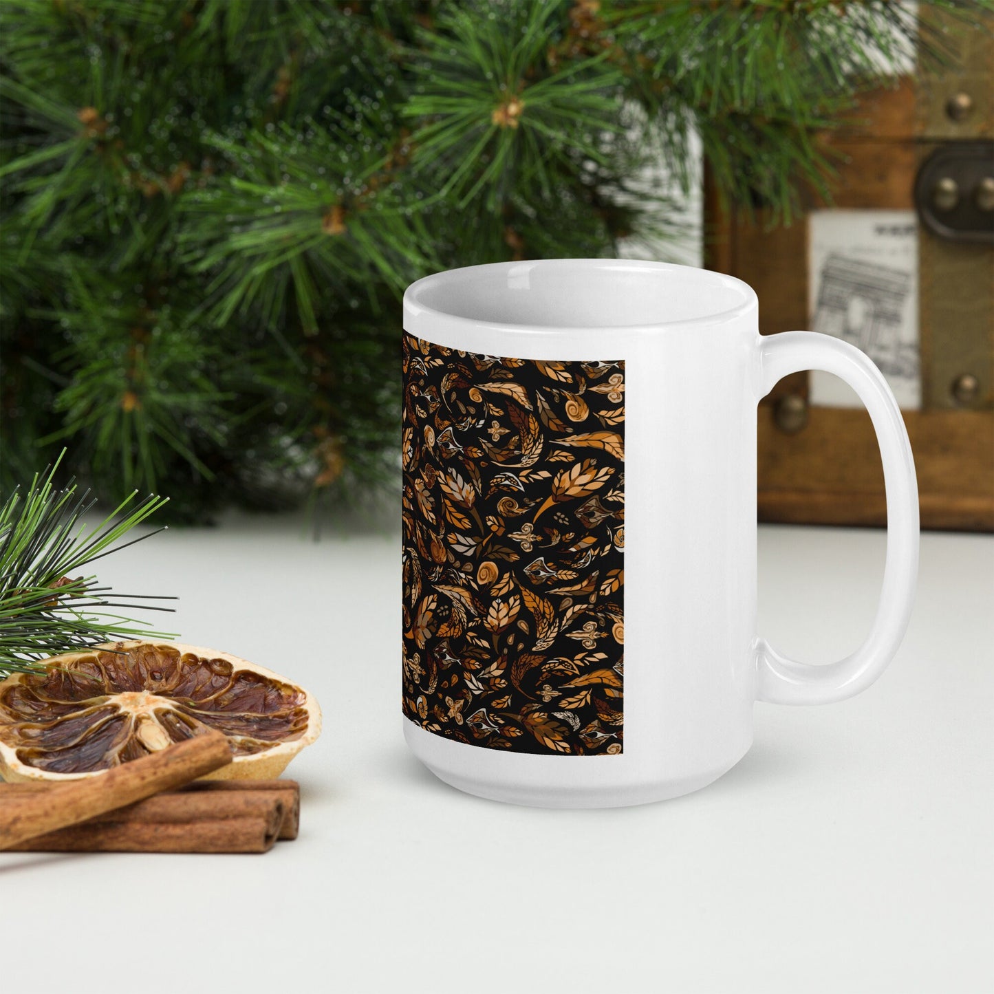 Earth Seeds on a white glossy mug | Gardener's mug | Brown seeds for garden