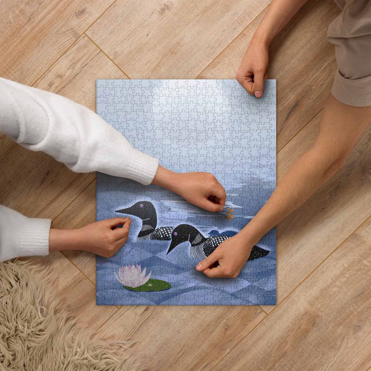 Loon Family jigsaw puzzle | whole family activity | Northwoods puzzle | camping puzzle