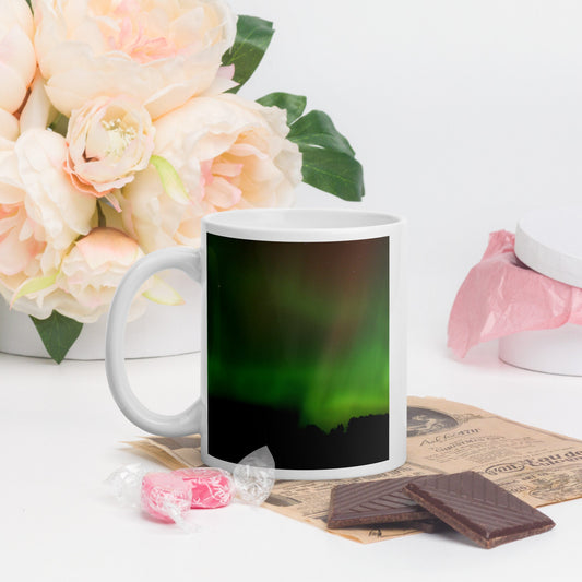 Northern Lights white glossy mug | Aurora Borealis mug | Night Sky mug | Mother's Day Gift | Father's Day Gift