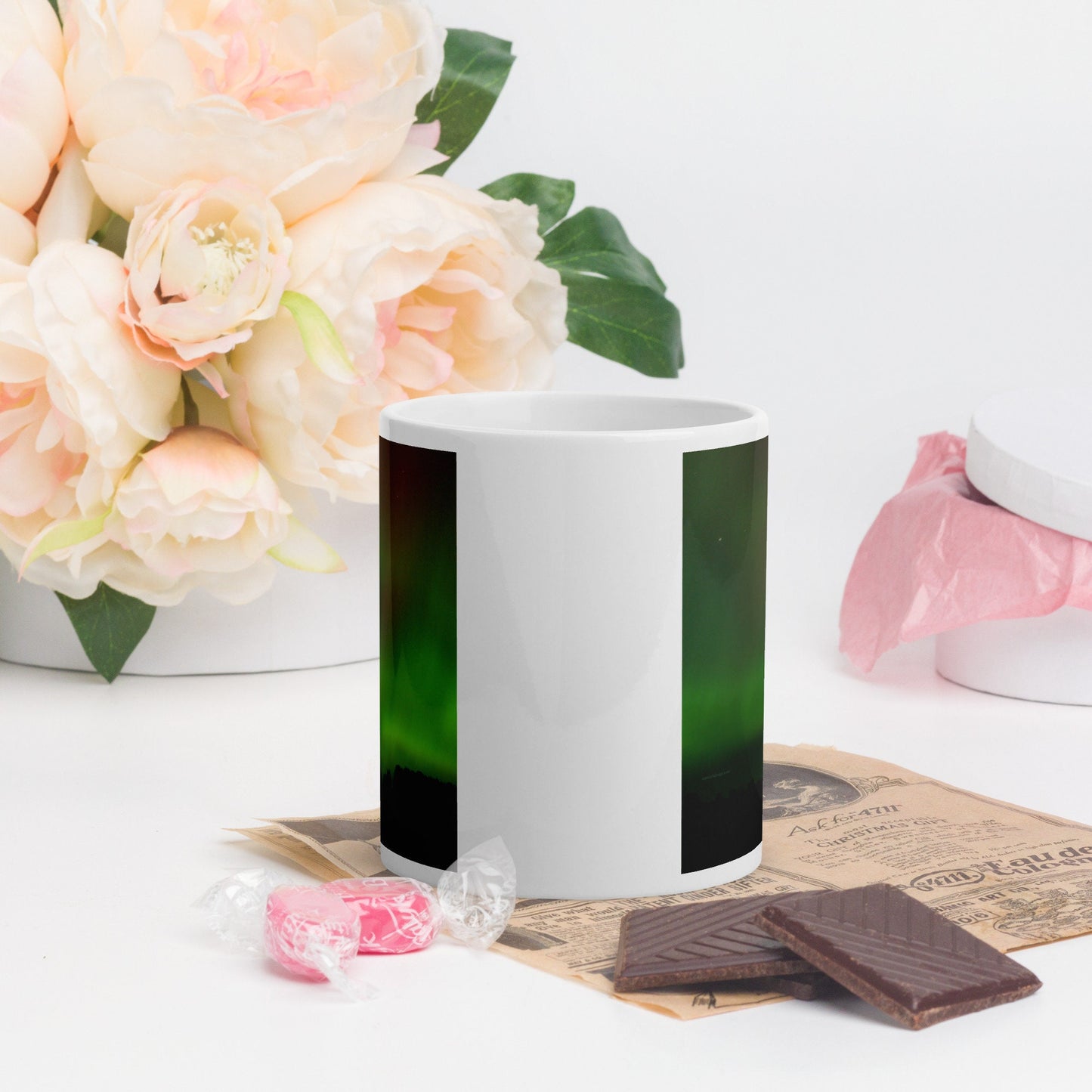 Northern Lights white glossy mug | Aurora Borealis mug | Night Sky mug | Mother's Day Gift | Father's Day Gift