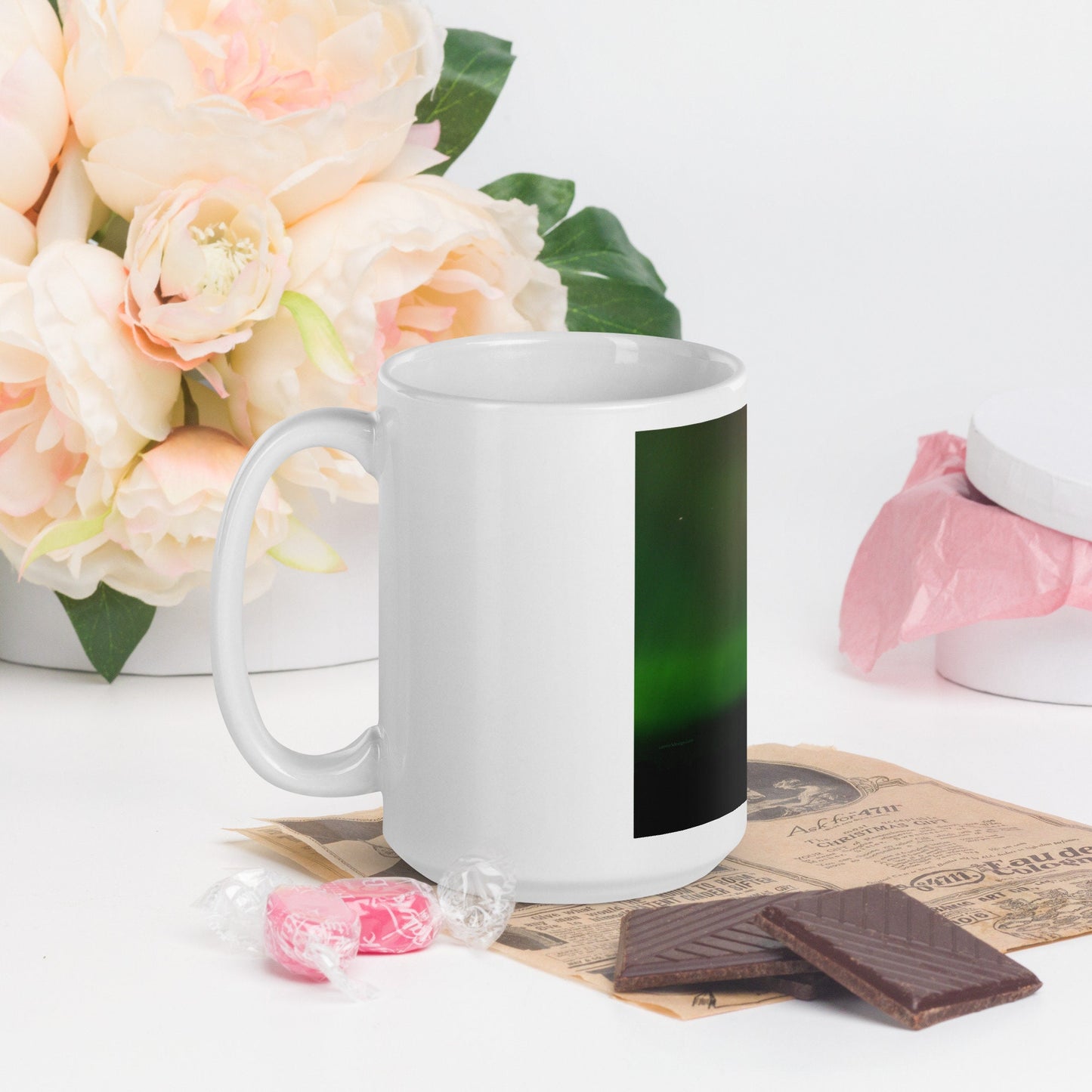 Northern Lights white glossy mug | Aurora Borealis mug | Night Sky mug | Mother's Day Gift | Father's Day Gift