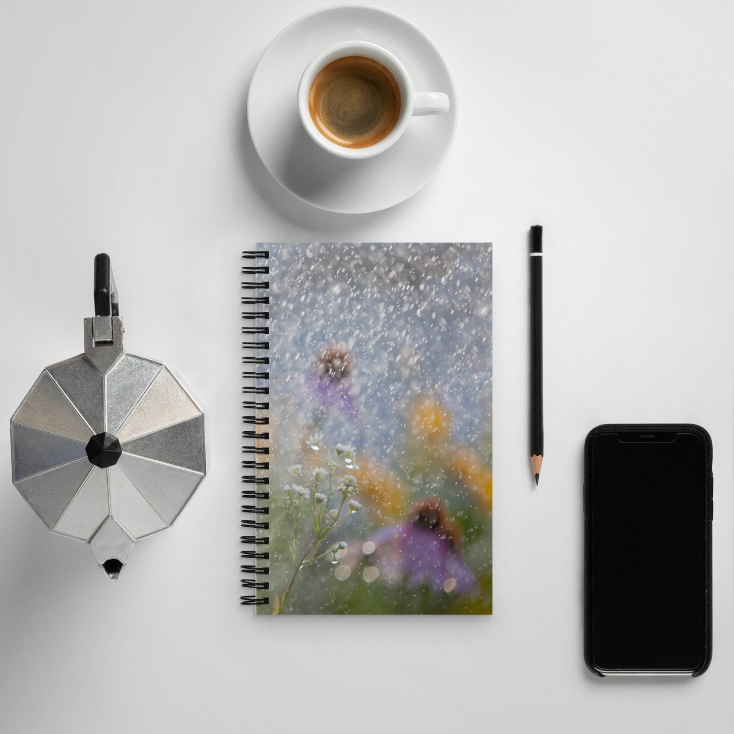 Summer Rain and flowers spiral notebook | coneflowers and coreopsis | summer rain | garden notebook