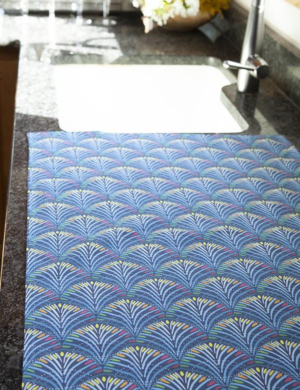 Autumn designed 100% cotton tea towel. Beautiful blue branches and abstract colorful autumn leaves. 19" x 28". Made in America.