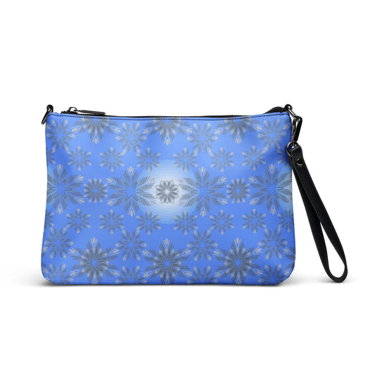 Blue Snowflake Unisex Crossbody Bag | Winter Crossbody Bag | Blue and Silver Bag | Katie Stern | LBGTQ Bag | Holiday Bag