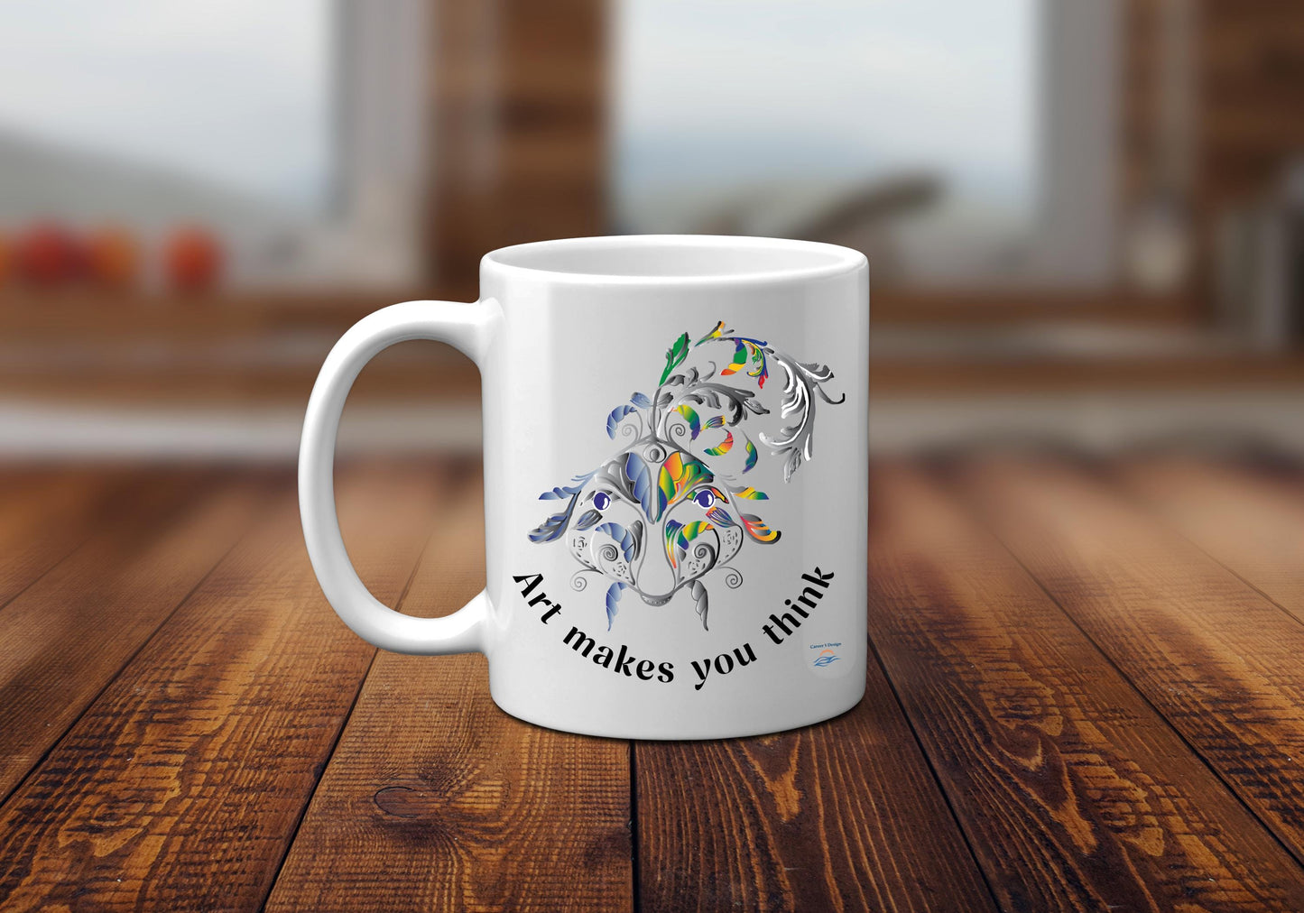 White glossy mug | Art Makes You Think | Gift Art Friend | Art Teacher | Artist Friend | Funny Mug
