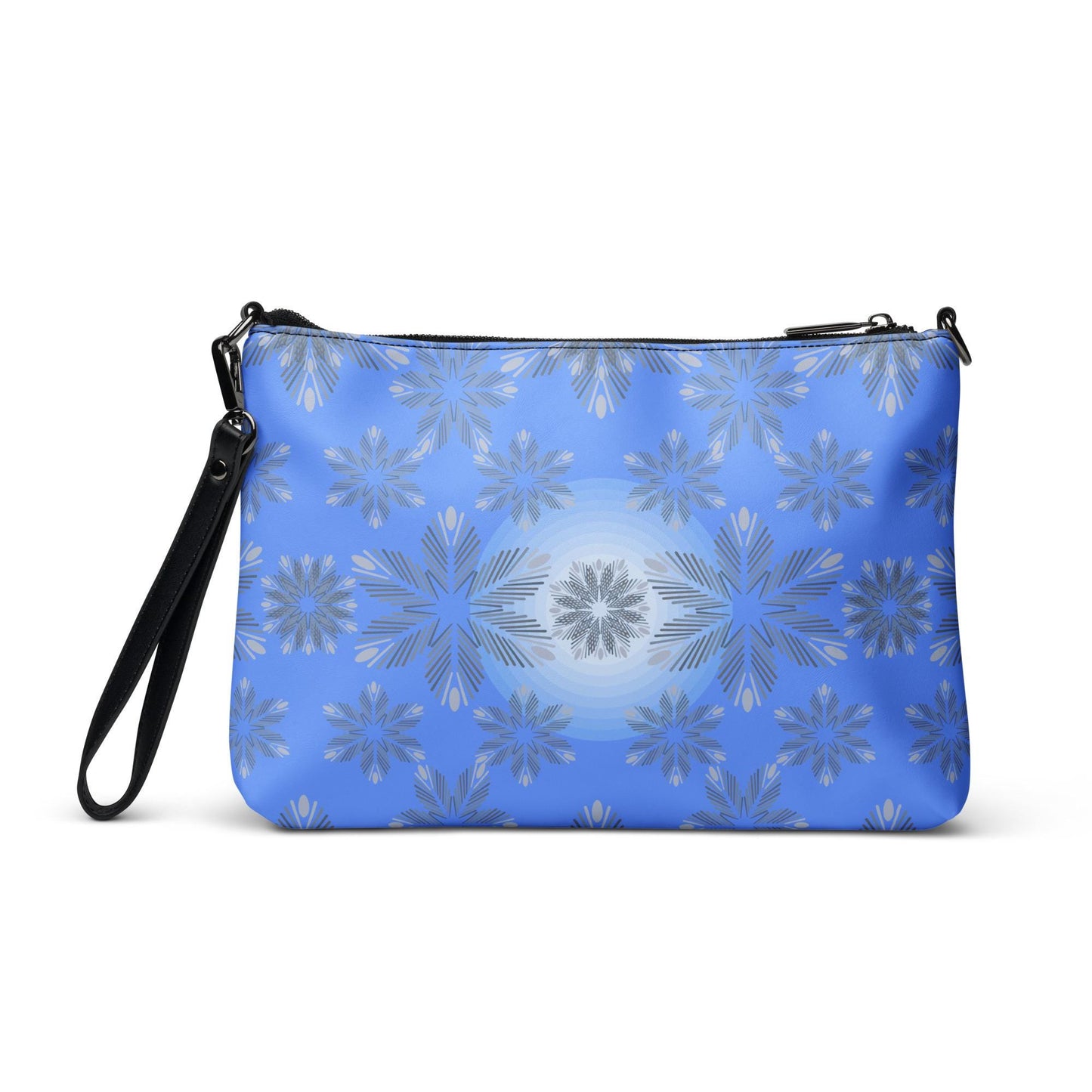 Blue Snowflake Unisex Crossbody Bag | Winter Crossbody Bag | Blue and Silver Bag | Katie Stern | LBGTQ Bag | Holiday Bag