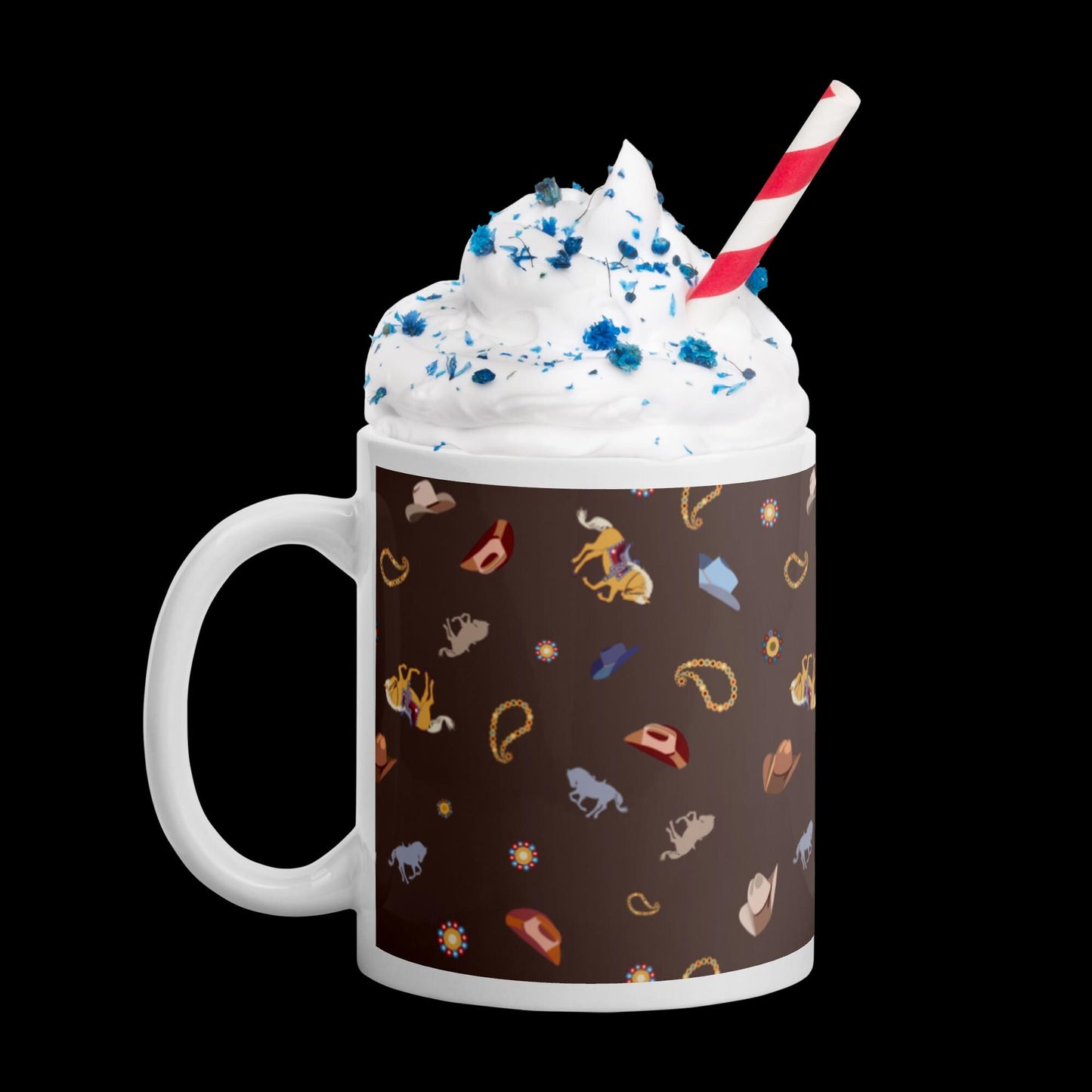 Western themed 11 oz. glossy mug | Out west mug | Western riding themed mug | Horse themed mug | Cowboy themed mug | western paisley mug