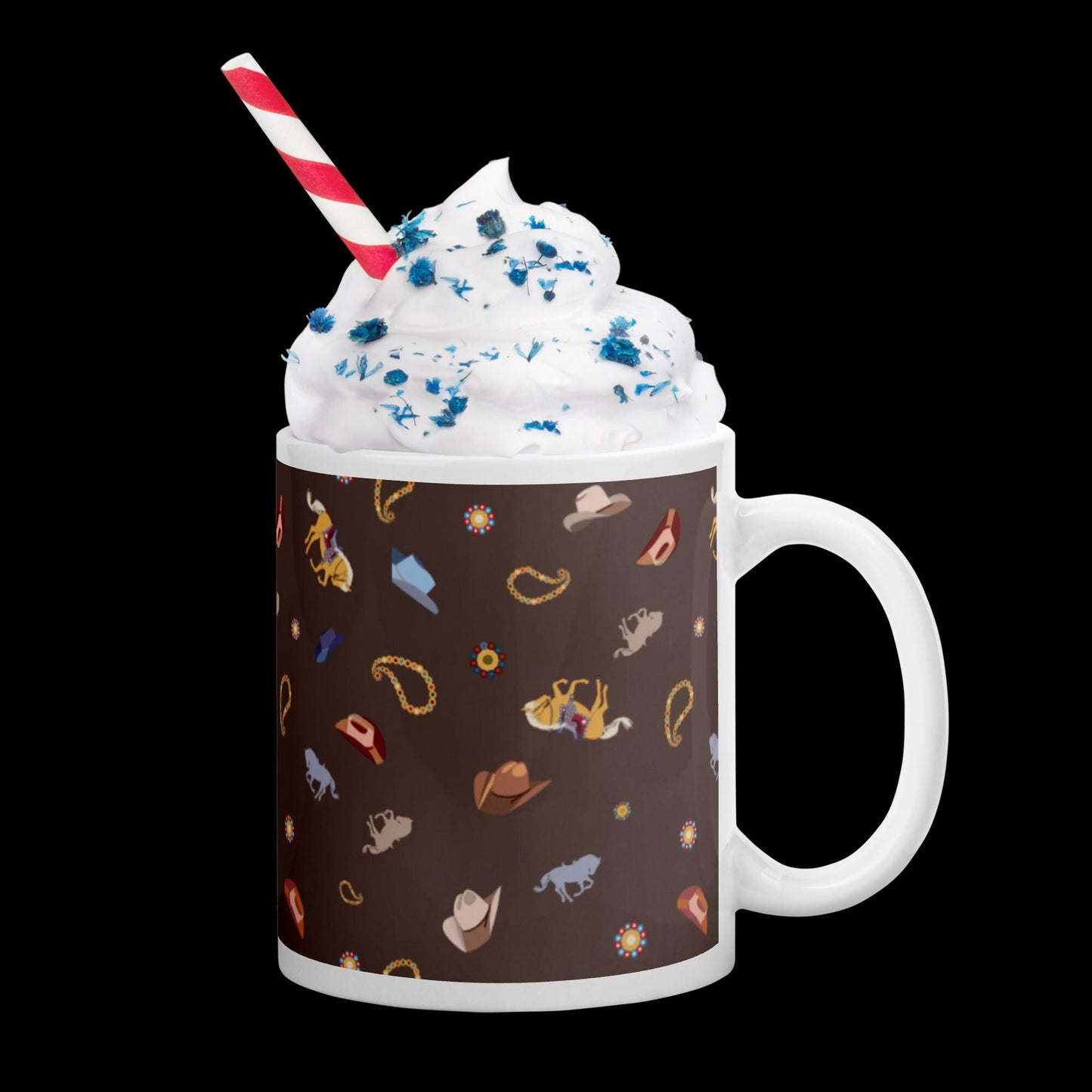 Western themed 11 oz. glossy mug | Out west mug | Western riding themed mug | Horse themed mug | Cowboy themed mug | western paisley mug