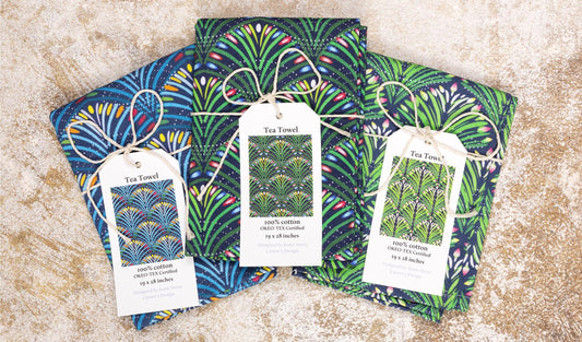 Three Cotton Tea Towels | Nature Cotton Towels | Decorated Tea Towels | Seasonal Tea Towels | Tea Towel Bundle