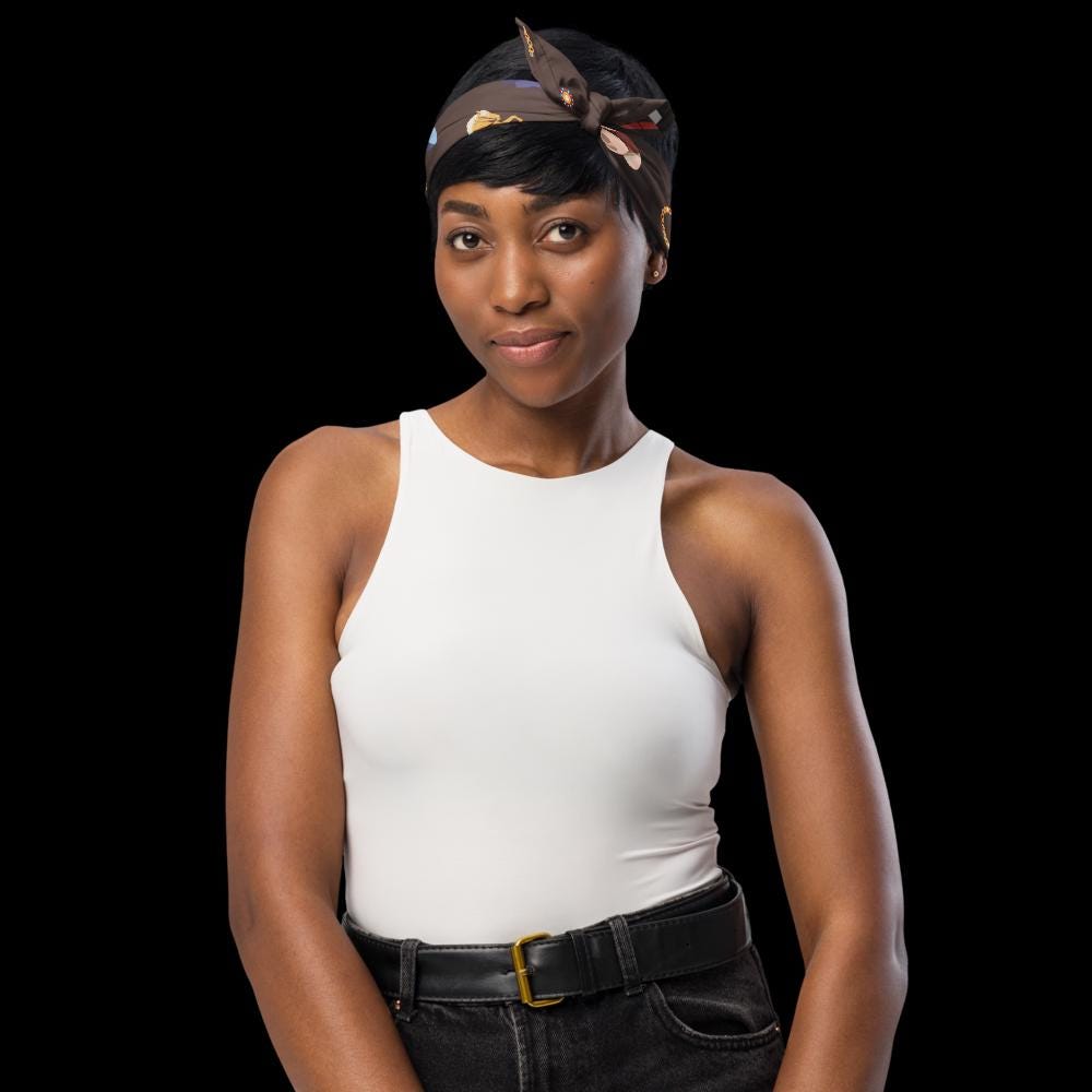 Western themed all-over print bandana | Western hats | horses | medium size bandana