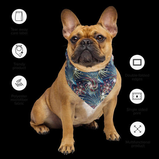Fireworks All-over print bandana for short scarves and pets | eco-friendly recycled | Sparkling bandana | sparks scarf | sparkler clothes
