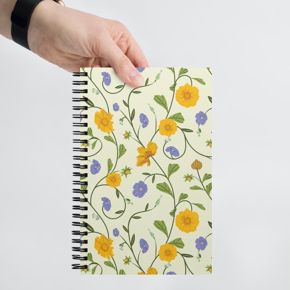 Spring and Summer Floral, Floral Spiral Notebook, Gift for Him, Gift for Her, Gift for Teacher, Gift for Healthcare Provider | Cosmos
