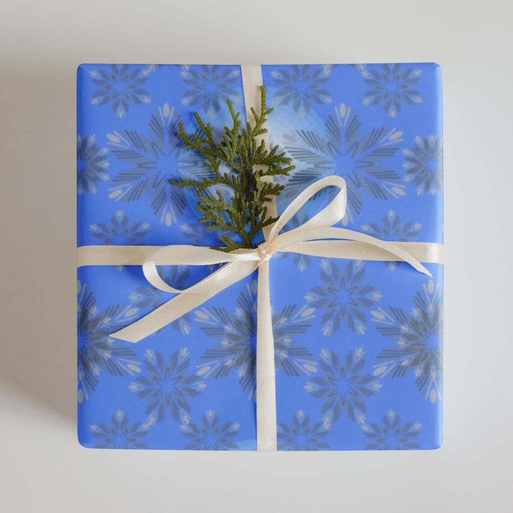 Silver snowflakes on blue wrapping paper sheets | Sparkling snowflakes | Winter wrapping paper | Unisex wrapping paper | Christmas | Hanukah