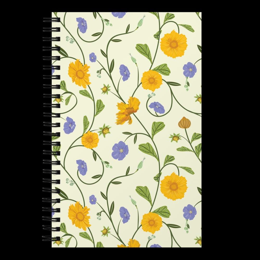 Spring and Summer Floral, Floral Spiral Notebook, Gift for Him, Gift for Her, Gift for Teacher, Gift for Healthcare Provider | Cosmos