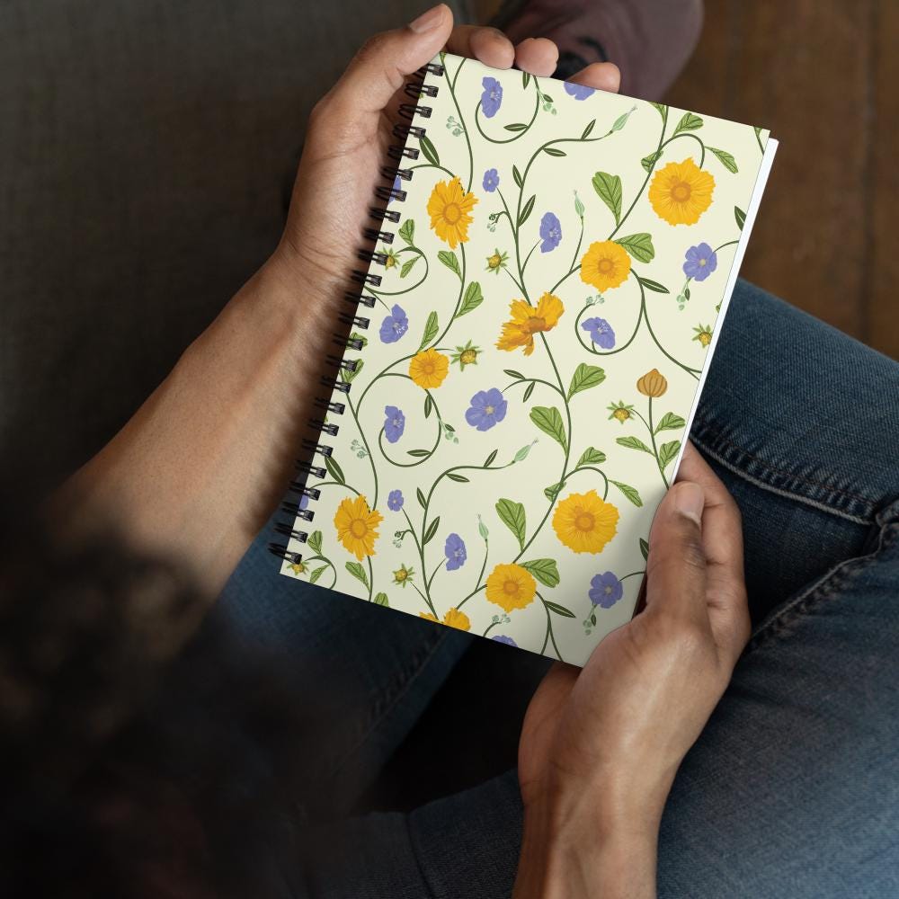 Spring and Summer Floral, Floral Spiral Notebook, Gift for Him, Gift for Her, Gift for Teacher, Gift for Healthcare Provider | Cosmos