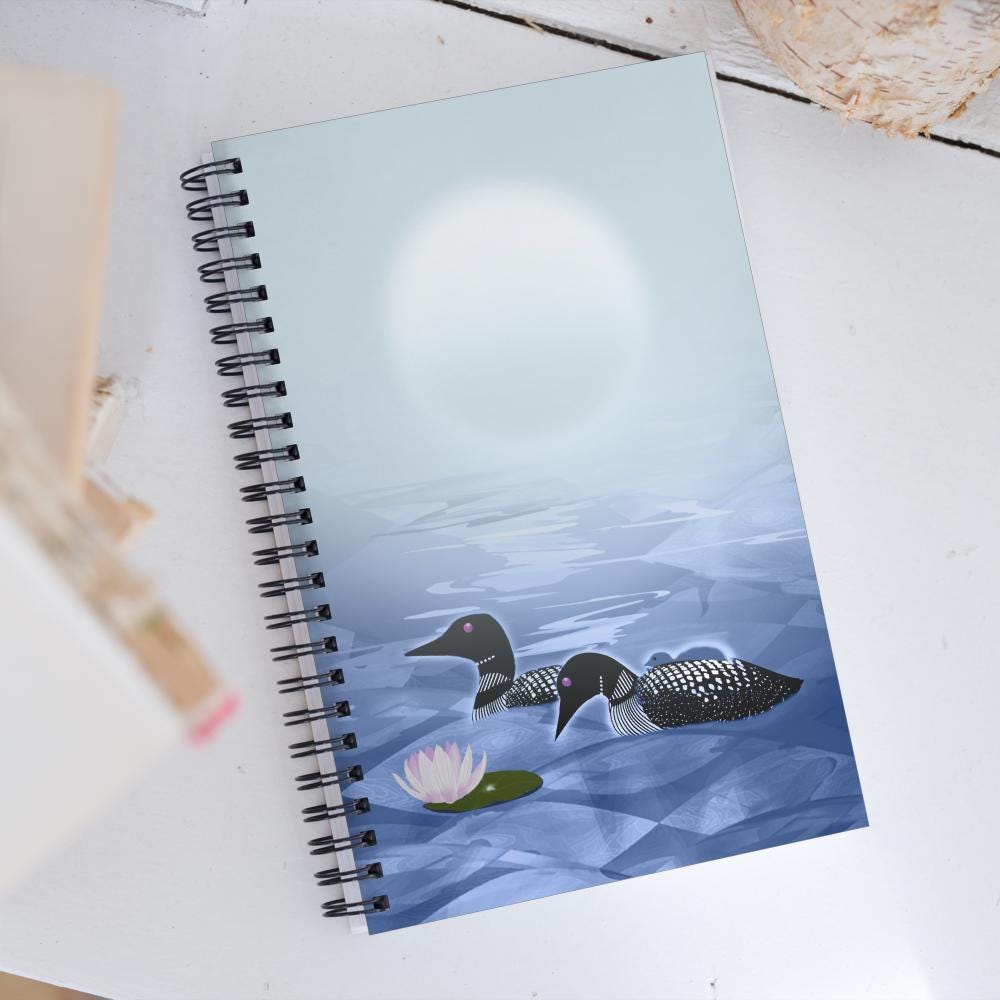 Loon Family spiral notebook | Lake living | Summer lake | Loons on lake | Vacation living