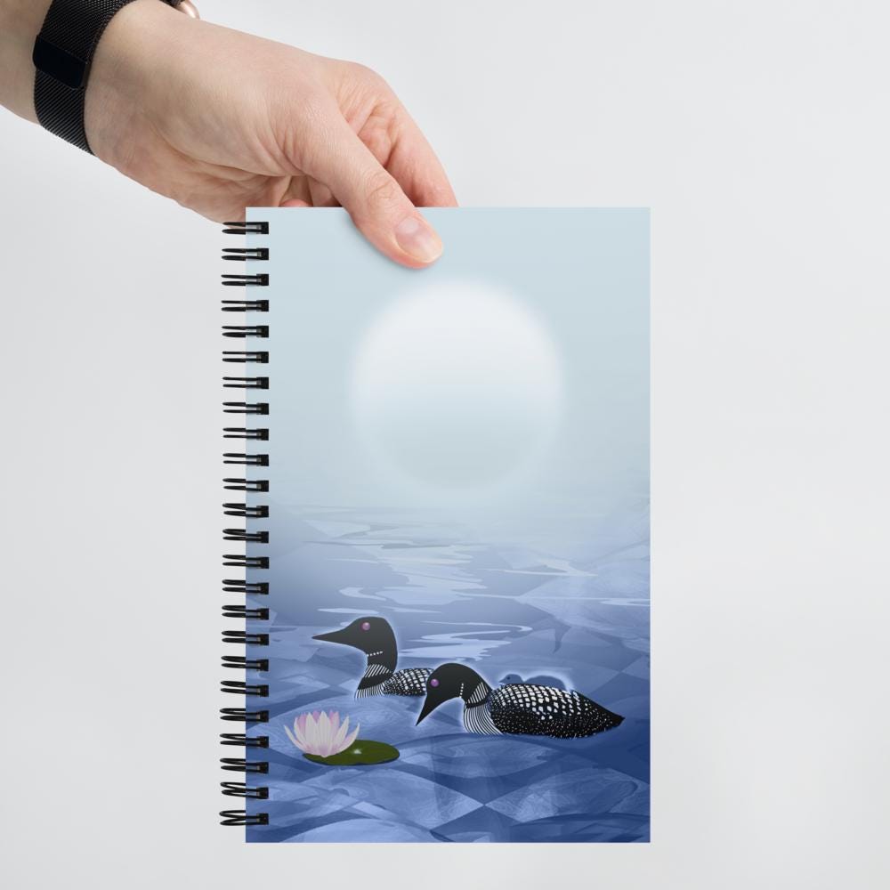 Loon Family spiral notebook | Lake living | Summer lake | Loons on lake | Vacation living