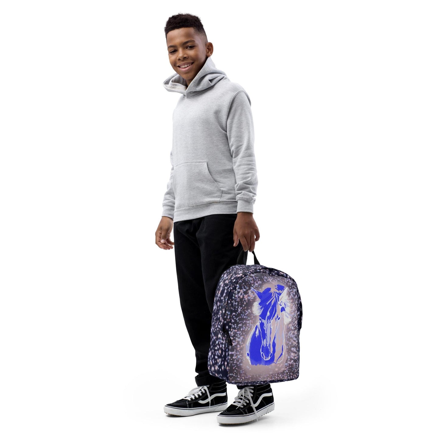 Galloping into School with a  Starry Night Horse Backpack | Young Horse Lovers Backpack | Dream Horse Backpack