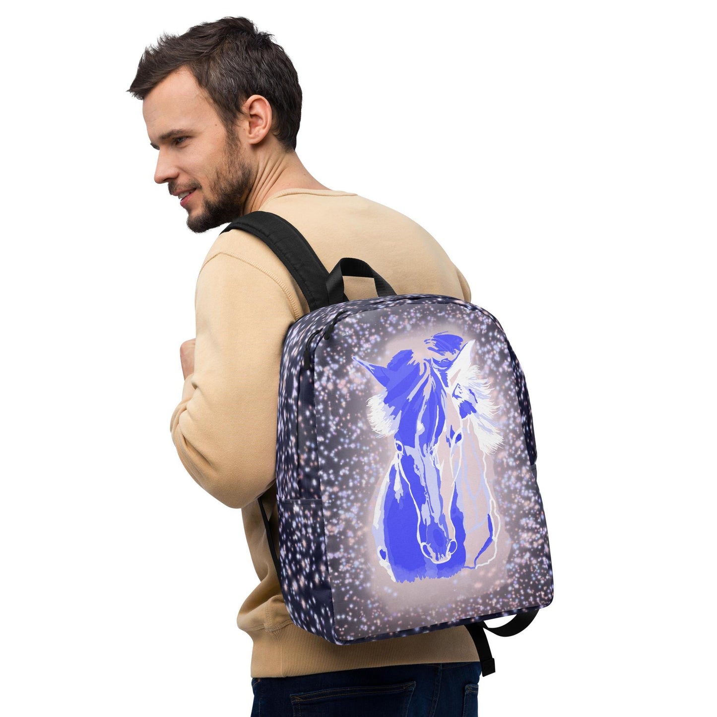 Galloping into School with a  Starry Night Horse Backpack | Young Horse Lovers Backpack | Dream Horse Backpack