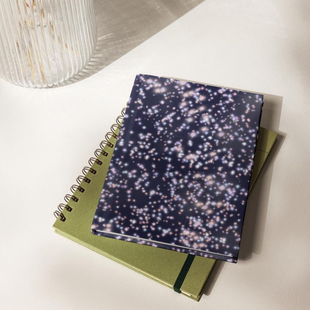 Starry journal, | Journal with stars | Night | Restful night | Father's Day gift | Write each day | Write every night | Hardcover journal