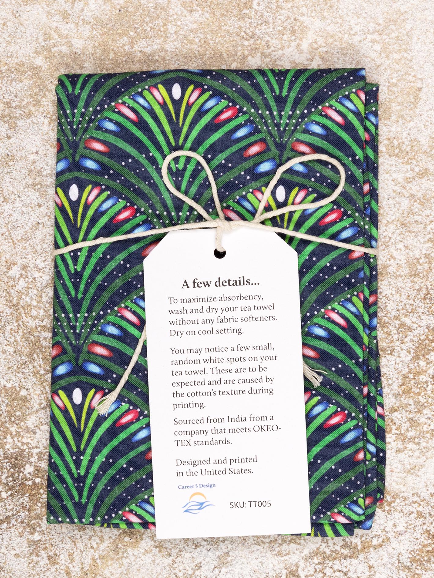 Christmas Tree Tea Towel | Xmas Tree Tea Towel | Forest Christmas Trees | Holiday Trees Lights| 18x30 Inch Cotton Tea Towel